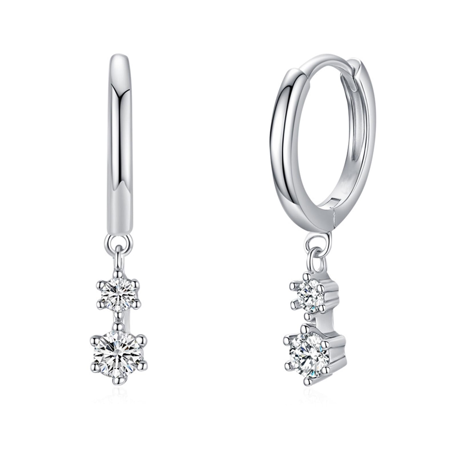 Kolczyki kreolki z białego złota 750 585 375, prostokątne, z zawieszką Moissanite, kolczyki ślubne, dla kobiet, hipoalergiczne