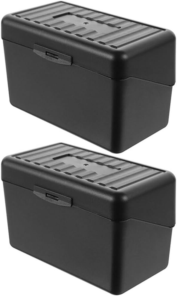 Tofficu Business Card Storage Box Portable Index Card Holder Organizer 5.70X3.54X3.34 Inch Plastic Client Record Case for Office Desk and Trade Shows