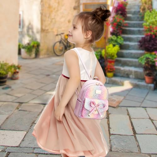 Image of I IHAYNER Girls Bowknot Cute Leather Backpack Mini Backpack Purse for Women