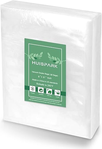 Bolsas selladoras al vacío, 6 x 8 pulgadas, 50 unidades, diseño precortado, bolsa sellable de alimentos de grado comercial para almacenamiento de