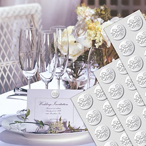 200 Pieces Envelope Embossed Sticker 'Re Invited Wedding Round Embossed Foil Seals Embossed Aluminum Foil Sticker Seal Are Invited Stickers For Envelopes Invitations Present Decoration (Silver) #TOP6