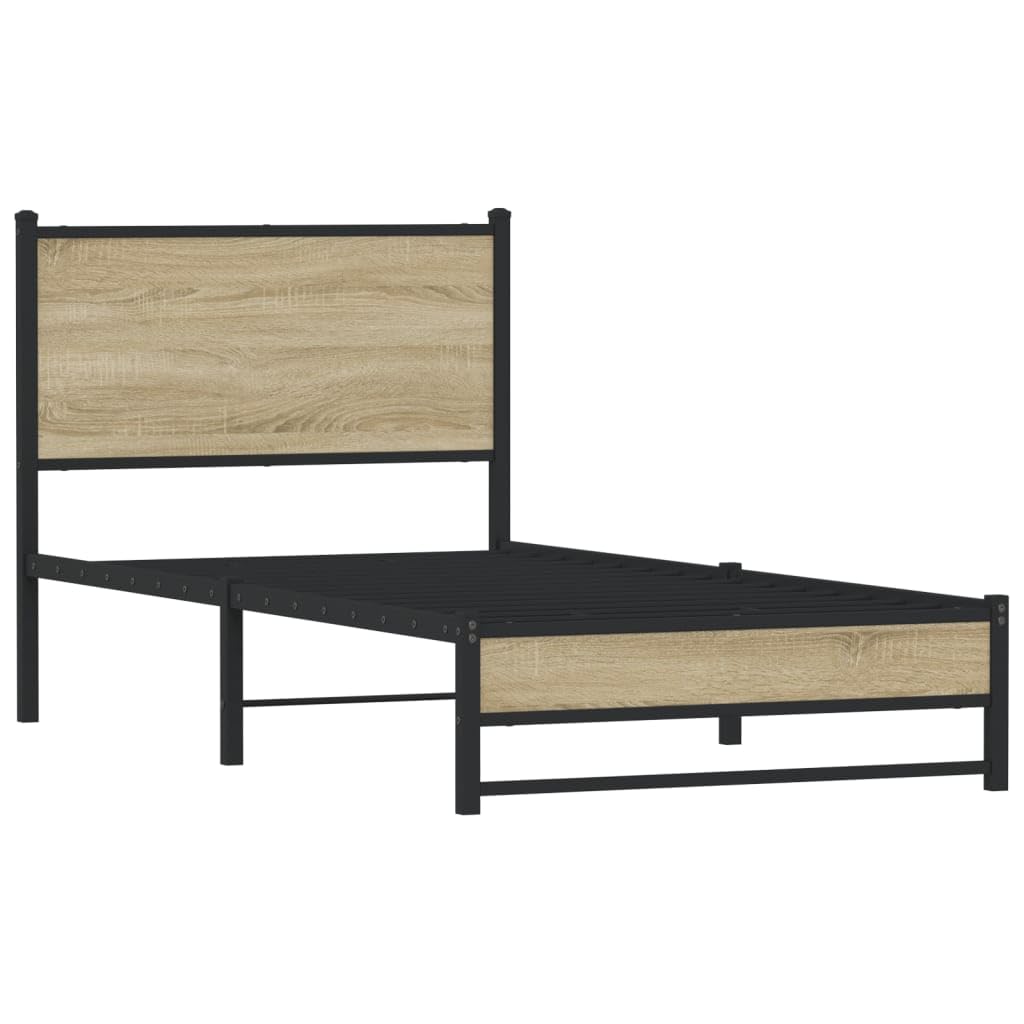 vidaXL Cadre de lit en métal sans Matelas chêne Sonoma 90x190 cm