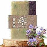 Jabón Artesanal de Borraja Savia de Alma – Jabón Natural Hidratante para Cara, Manos y Cuerpo | Con Aceite de Borraja | Cosmética Sólida Vegana | Hecho en España – 100 g (1, Borraja)