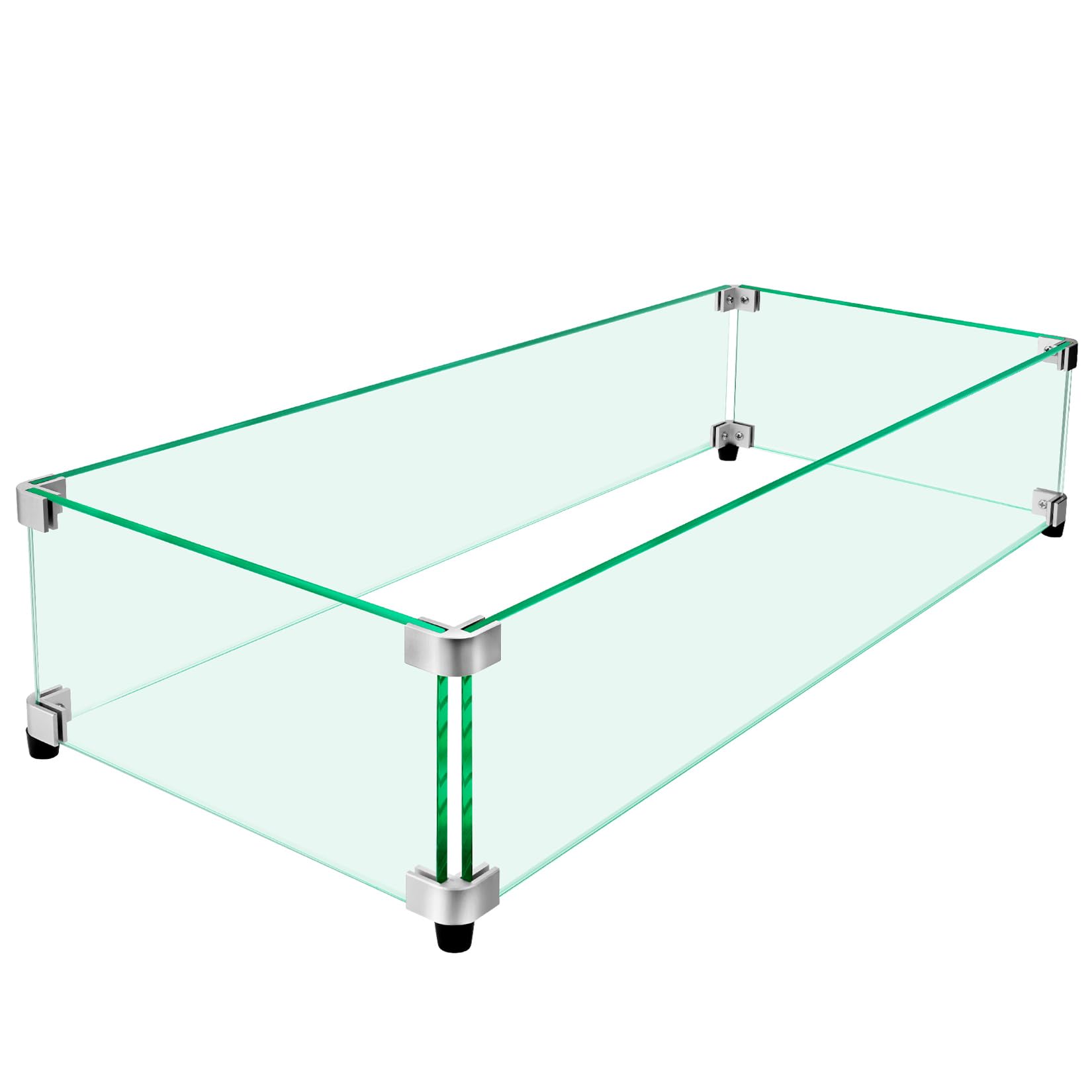 vchin Fire Pit Wind Guard, 31" x 12" Square Tempered Glass Wind Shield for Firepit & Fire Table, Thick Glass and Easy Installation with Included Tools, Airflow Management for Stable Flame