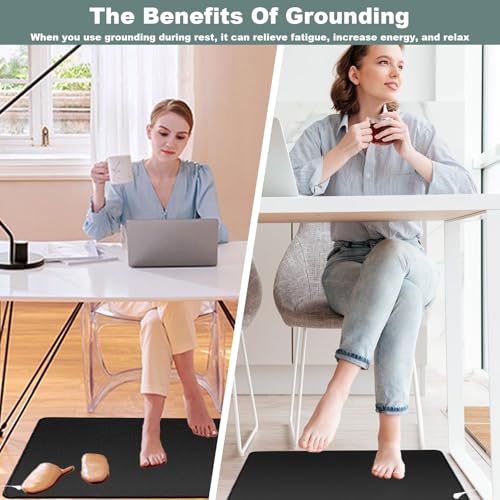 Image of Grounding Mat Foot Pad, 11.8x23.6 Inch, Black, Polyurethane, Women's Health, Desk Pad