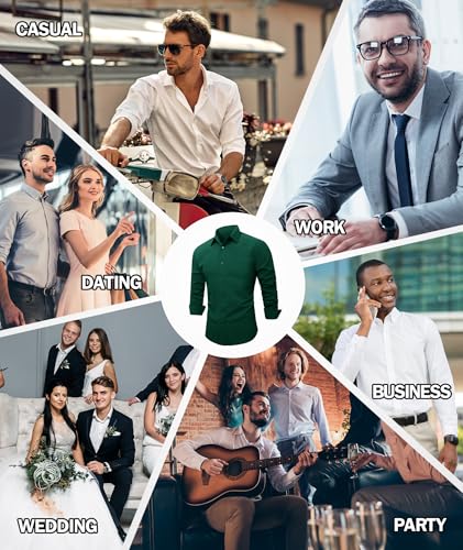 ZITY Men's Dress Shirts Solid Long Sleeve Business Casual Button Down Shirts 5