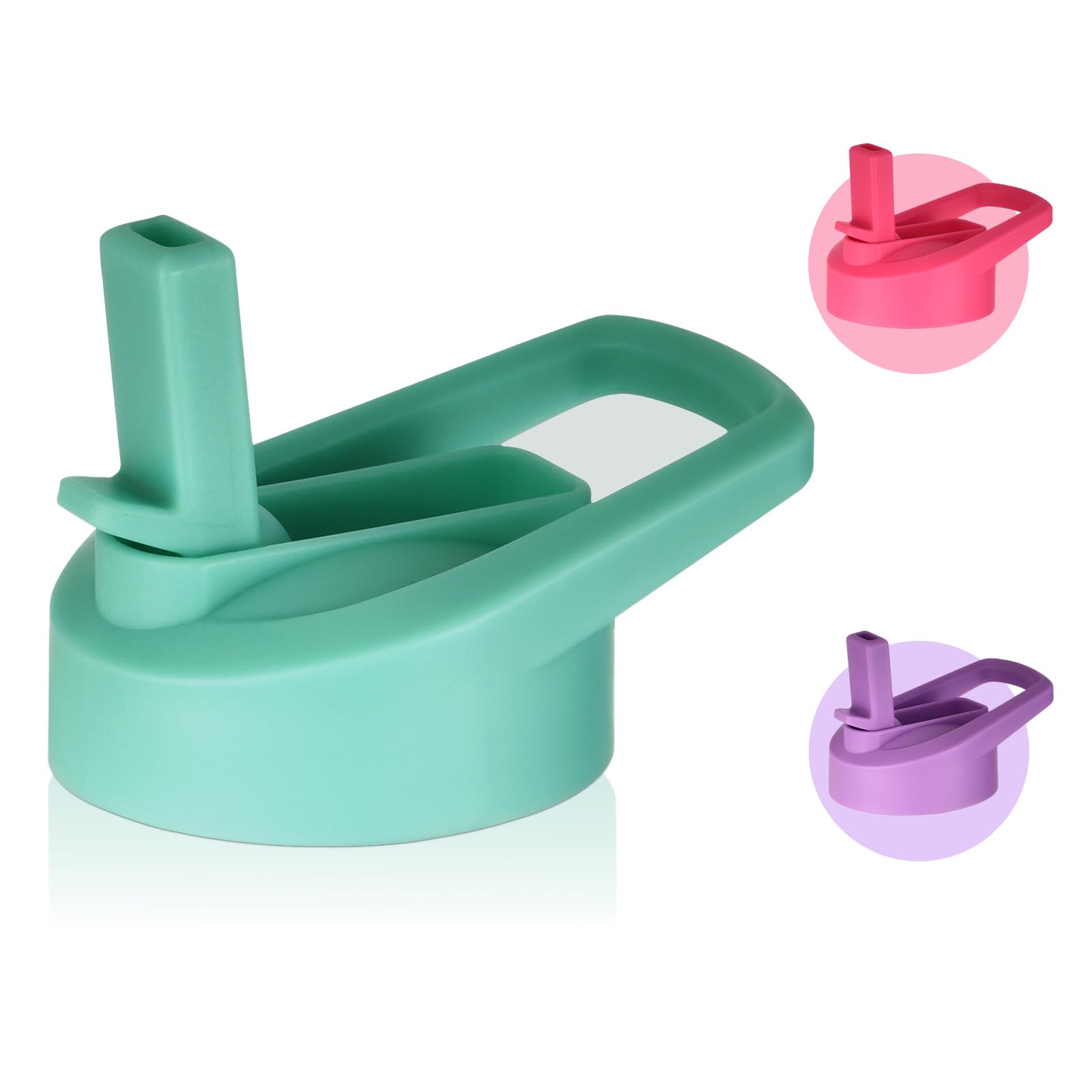 mininoo Straw Lid for Wide Mouth Water Bottle, Replacement Lid for 12 oz-32 oz Water Bottles, BPA Free, Leak-proof (Green)