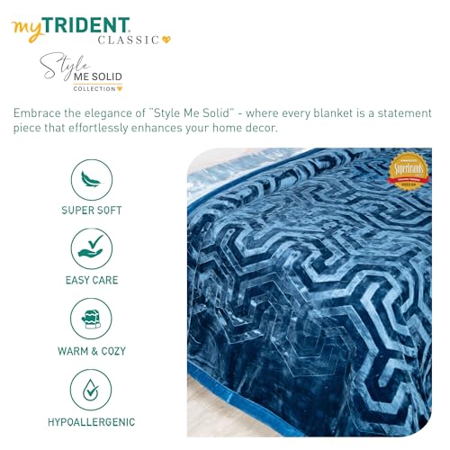 Image of MYTRIDENT Classic Style Me Solid Double Mink Blanket, 4kg, 100% Polyster, Celeste