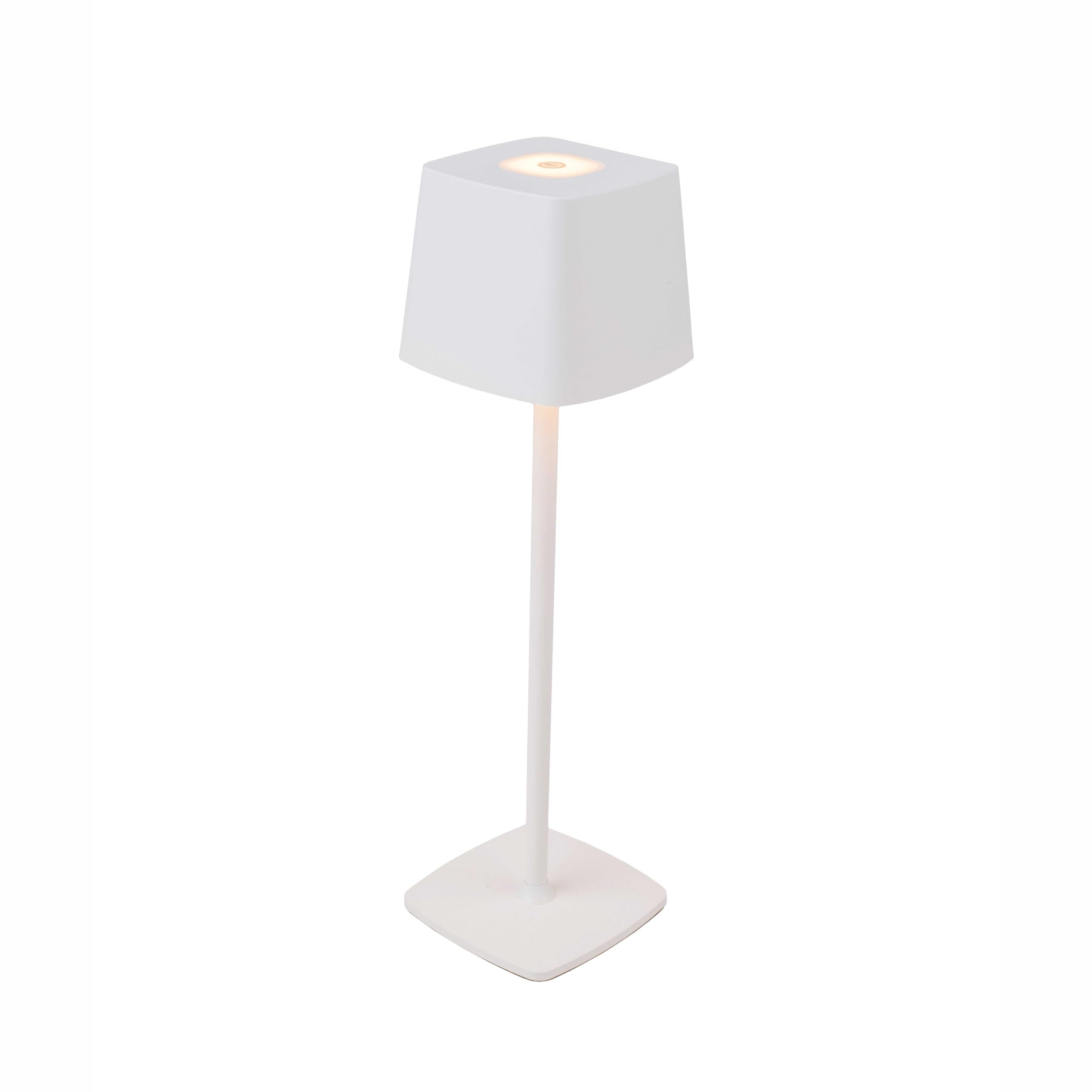 DiKasa Lampada da Tavolo LED Touch Roma Bianca Senza Fili Ricaricabile USB con 3 Temperature di Luce e Intensità Regolabile, Lampada Moderna in Metallo e Alluminio 10x37,5 cm
