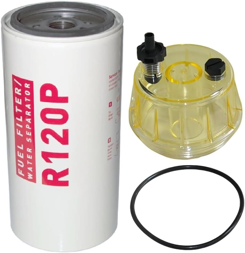 R120P Fuel Filter/Water separator + (Filter Bowl) Compatible with Racor Replaces FS19754 P551859 4308929 R120DAF 8976051181 AT365869 R100RDVOL01 2914811100 YZ8980219360
