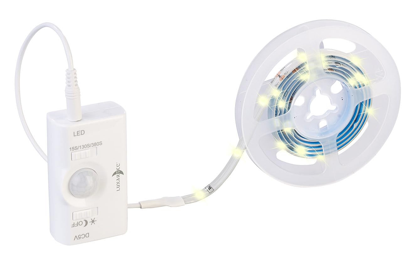 Lunartec Schrankbeleuchtung Akku-LED-Streifen mit PIR-Sensor, 100 cm, IP65