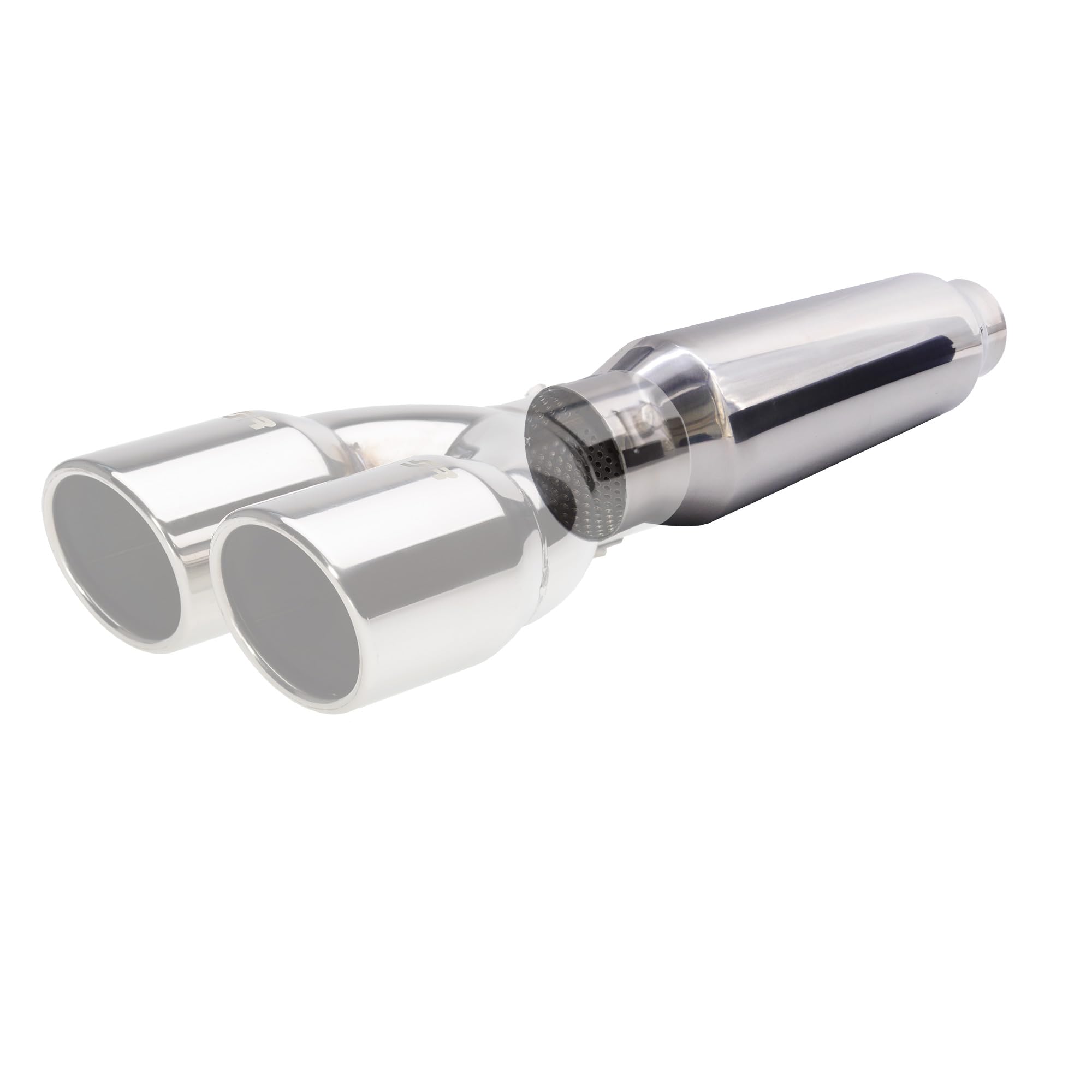 Simoni Racing ESR8 - Silenciador deportivo universal, salida redonda recta, silenciador recto para coche, acero inoxidable, longitud 305 mm