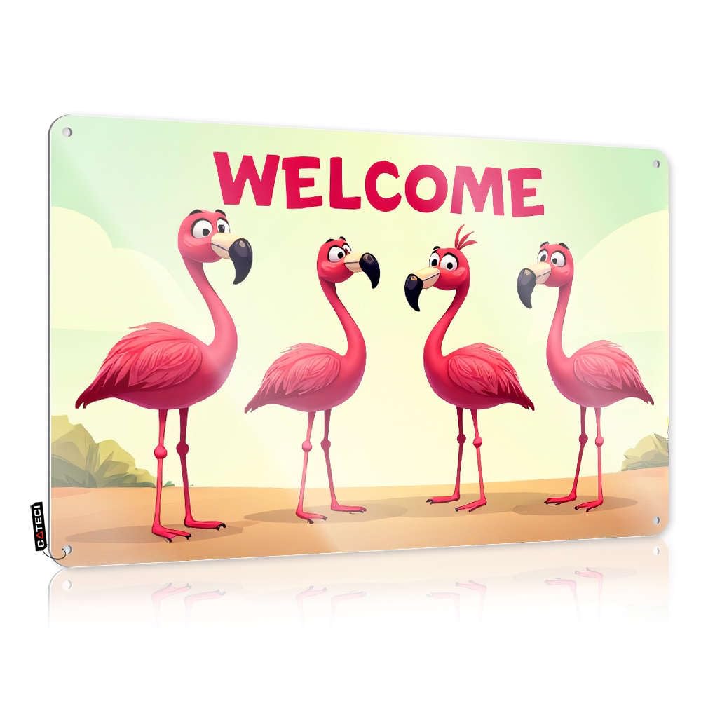 Tinsign Wall Signs Rustic Custom | Welcome To Our Flamingo Family! Rustic Metal Wall Decor For Bathroom Home(30X40CM)