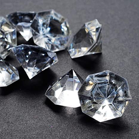 2 Pounds of 25 Carat Clear Acrylic Diamonds - Big Diamonds for Table Centerpiece Decorations, Wedding Decorations, Bridal Shower Decorations