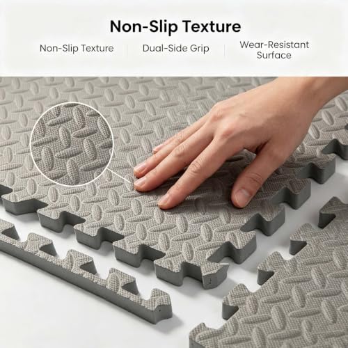 ATYUJKB Indoor Play Mat, EVA Foam Floor Tiles with Puzzle Interlocking Connection, Exercise Gym Workout Mat for Home Fitness Area, Soft Shock Absorbing Flooring Surface Anti Slip Texture - Image 4