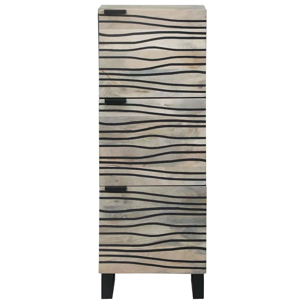 Aparador blanco 40 x 33 x 110 cm de madera maciza de mango con 3 puertas, armario de almacenamiento moderno para salón, pasillo, dormitorio, cocina, buffet