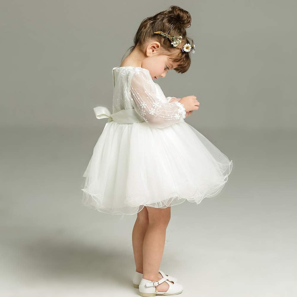 Happy Cherry Baby Girls Long Sleeves Tulle Tutu Dress Christening Baptism Gowns - Image 3