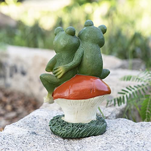 Udensep Frog Garden Statues Outdoor Decor Resin Couple Frogs Sitting On Mushroom Statue Waterproof Outside Frog Figurines For Yard Patio Lawn Decorations #TOP4