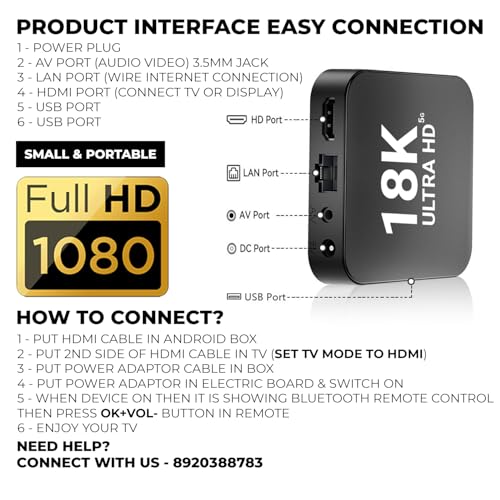 Image of Android TV Box 8GB RAM+128 GB ROM Built-in Chromecast Dolby Music Support Android Version 13 Smart OTT Television Box (Black, HDMI Working, Support Up to 1080P)