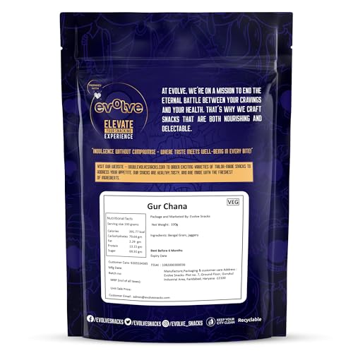 Image of Evolve Gur Chana High Protein Healthy Snack for Adults and Kids | No Artificial Colors or Added Sugar | Boosts Immunity | Ready to Eat | 100g - Pack of 3