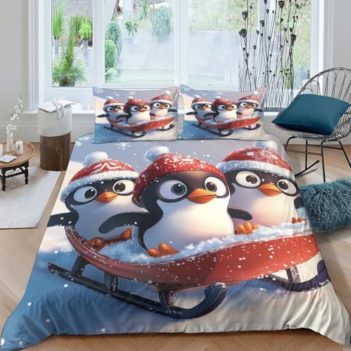 Housse de couette hypoallergénique 3D pingouin de Noël - 4