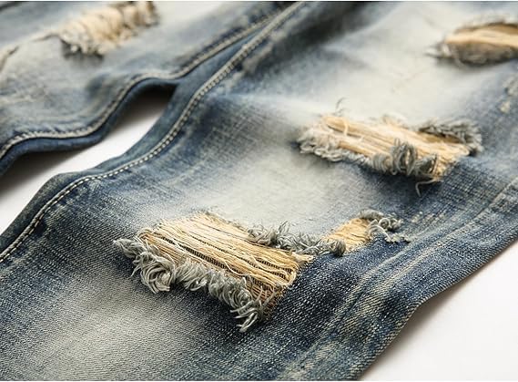 Maiyifu-GJ Men's Ripped Distressed Slim Fit Denim Pants Fashion Destroyed Hip Hop Biker Jeans Stretch Skinny Jeans Trousers4