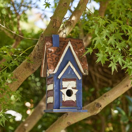 Glitzhome-1225-H-Patriotic-Solid-Wood-Hanging-Birdhouse-Decorative-Pet-Cottage-Villa-Distressed-Wooden-Bird-House-with-3D-Star-for-Garden-Patio-Backyard Glitzhome 1225 H Patriotic Solid Wood Hanging Birdhouse Decorative Pet Cottage Villa Distressed Wooden Bird House with 3D Star for Garden Patio Backyard