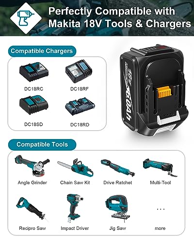 Amityke Battery For Makita 18V Battery 6.0Ah, 4Pack Replacement Batteries Compatible With Makita 18 Volts Battery Bl1860 Bl1820 1830B 1840B 1850B, Fit With Original Makita 18V Battery Chargers #TOP2
