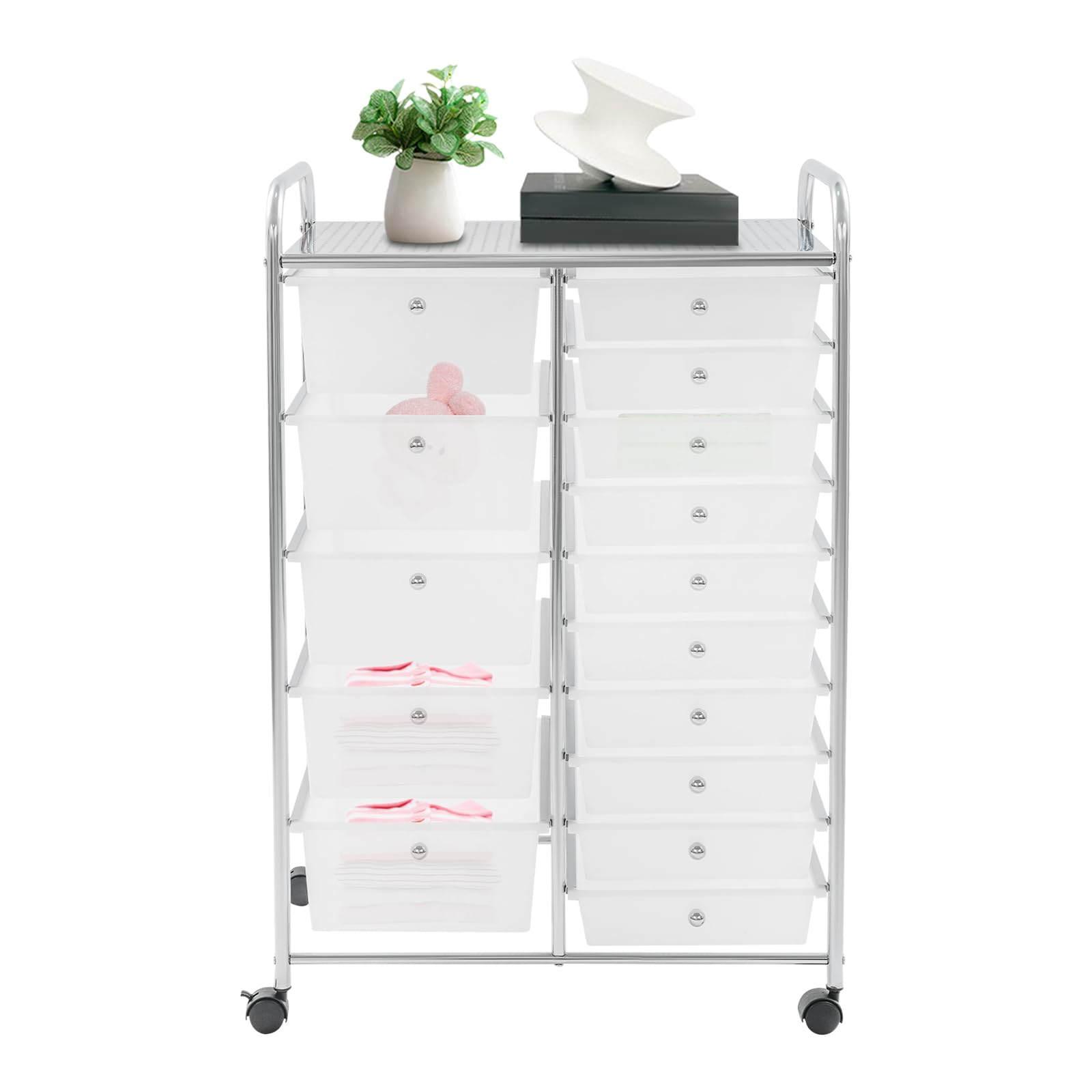 Carrello con 15 cassetti, organizer da cucina, multiuso per cucina, bagno, ufficio, camera da letto