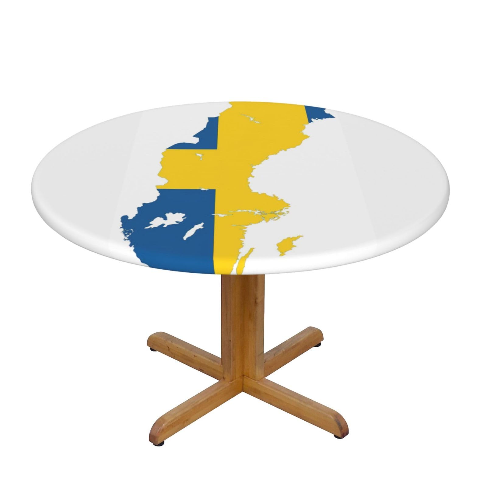 Swedish Flag Map Print Oxford Wipeable Tablecloth Oil-Resistant Outdoor Table Cover Reusable Birthday Table Protector