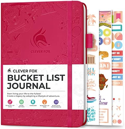Clever Fox Bucket List Journal  Inspiring Bucket List & Travel Book for Memories & Adventures  Motivational Bucket List Notebook for Personal Use & Couples  A5, 14 x 21cm - Black