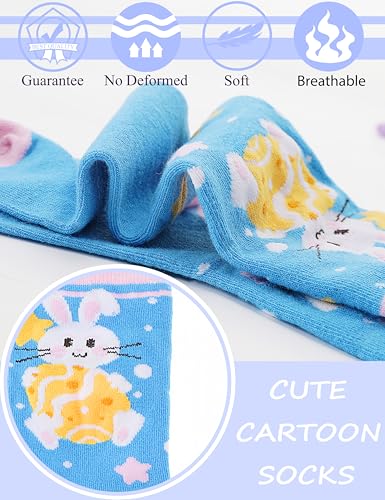 Image of Anlisim Girls Socks Cute Animal Pattern Cartoon Novelty Fashion Soft Cotton Socks 6 Pairs