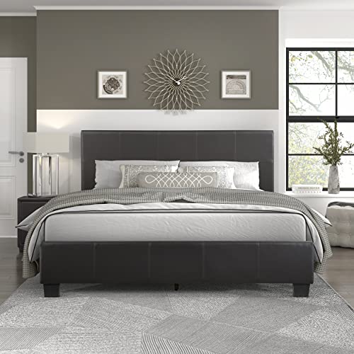 Lexicon Heston Upholstered Platform Bed, Cal King, Dark Brown #TOP14
