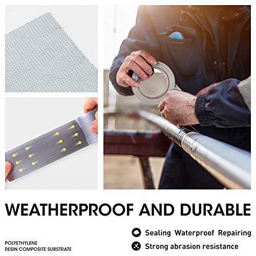 Duct Tape Heavy Duty Waterproof - 1.88\"Wide by 35Yards Adhesive Weatherproof Flexible Professional Grade Multi Use Duct Tape Ideal for Pipe/Sealing/Patching Hot Cold Air Ducts/Metal Repair/Insulation - Thumbnail 2