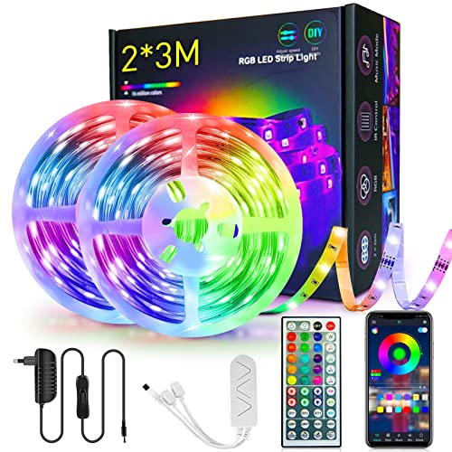 Tiras LED RGB 12M, con mando a distancia por infrarrojos y control Bluetooth, sincronización para música, banda de luz LED controlable mediante aplicación para la iluminación de casa, fiestas, Navidad