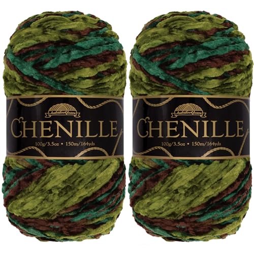 JubileeYarn Chenille Yarn - Worsted Polyester - 100g/Skein - Camelot - 2 Skeins, 209 Camelot