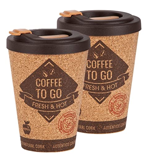 Tazza termica caffè riutilizzabile 350 ml (2 pz) tazza termica portatile grande tazza con coperchio per trasportare eco-friendly bicchiere caffè con coperchio con sughero per ufficio viaggio