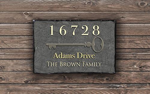 Miniatura 2 de Placa de pizarra para dirección de casa bellamente hecha a mano y personalizable (12 x 8 pulgadas o 16 x 10 pulgadas) con accesorios de montaje.