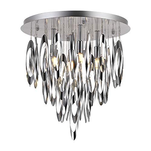 JULL Modern Chandelier, Flush Mount Ceilng Light Fixture,4 Lights Contemporary Chrome Metal Ceiling Lamp Fixture for Bedroom,Living Room,Hallway,Corridor,G9 Bulb Included.