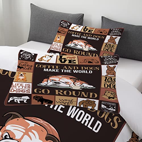 Toptree Bulldog Bedding For Kids Boys Girls Super Soft Cozy Pet Dog Duvet Cover Set For King Bed Bulldog Shorthair Pointer Bed Set Gift For Dog Lover #TOP3