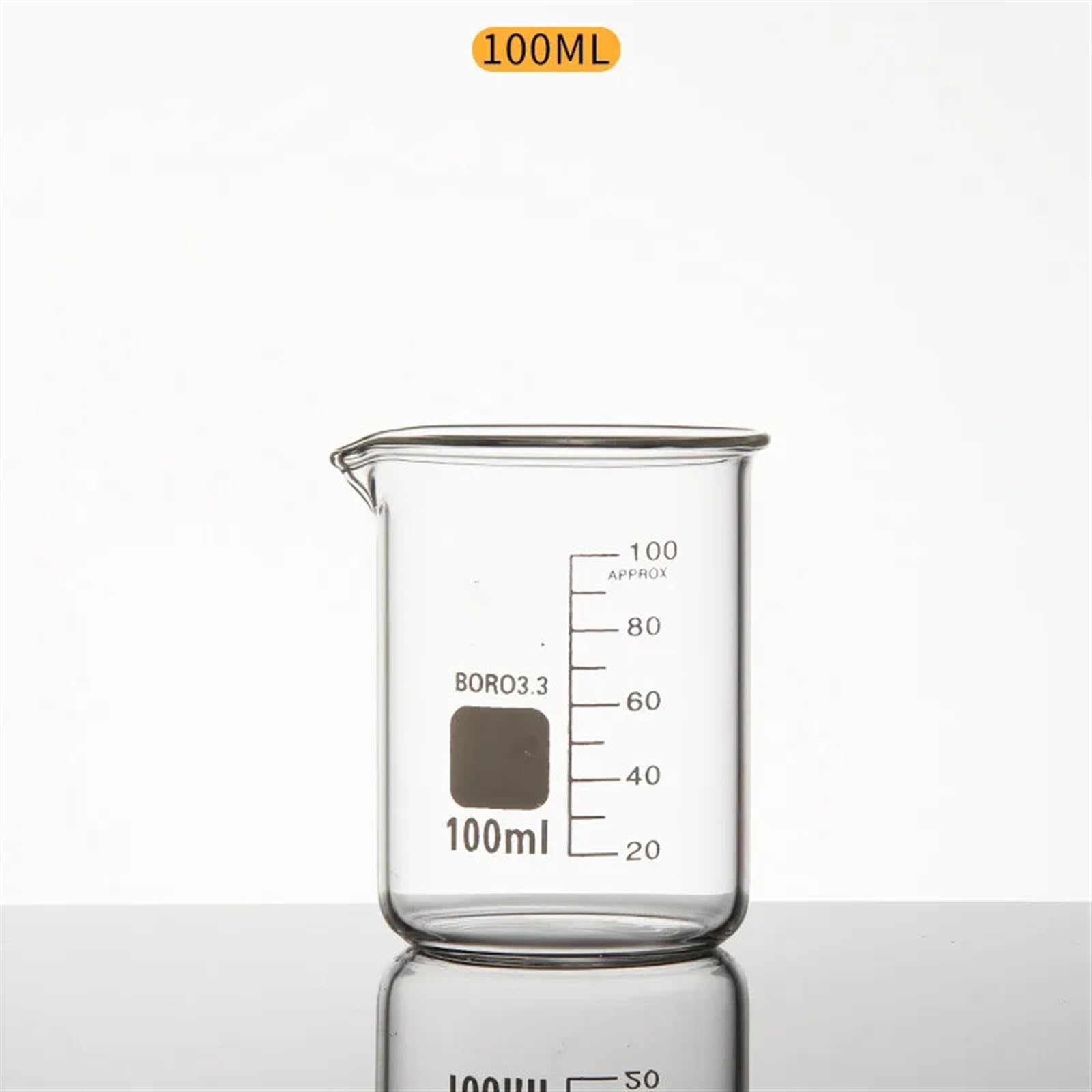 Vaso de precipitados de Vidrio para Laboratorio, Espesado, Resistente a Altas temperaturas, 5 ml, 10 ml, 25 ml, 50 ml y 100 ml (5)