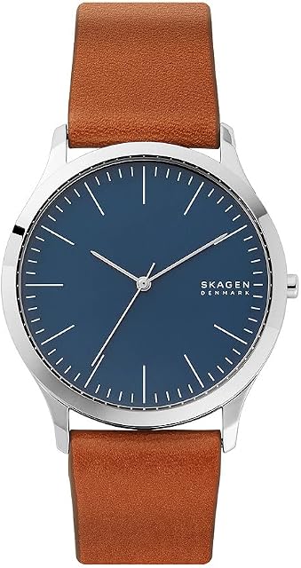 Skagen Men's Jorn Three-Hand, 41mm case size, stainless Steel Watch and leather strap