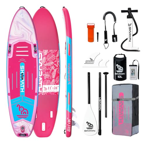Inflatable Stand Up Paddle Board,11'*34'' Ultra-Light SUP Board, Wide Stable Family Board for Youth...