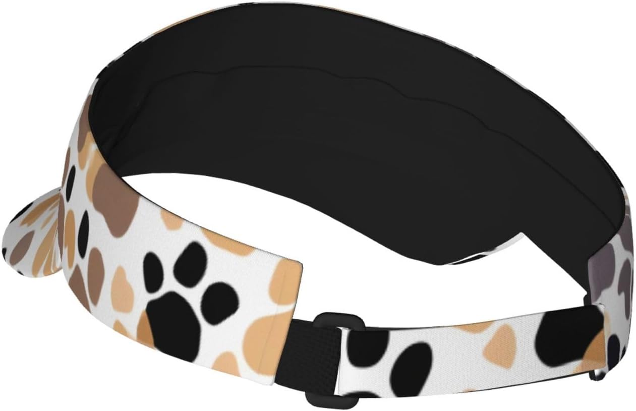 Cute Dog Paw Prints Print Sun Visor Hats for Women Men Adjustable Sports Golf Running Sun Caps Black