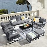 HOOOWOOO Aluminum Patio Furniture Set Outdoor Patio Conversation Set,7 Pieces Weather Resistant Outd
