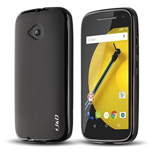 Motorola Moto E (2nd Generation, 2015) Case, J&D Ultra Slim [Drop Protection] Moto E (2nd Gen) Case [Slim Cushion] Shock Protective Jelly Case Slim Case for Moto E (2nd Gen, 2015) (Black)