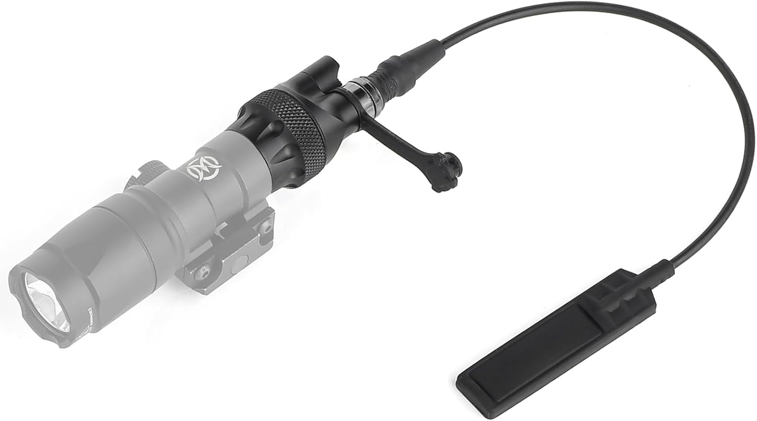 Remote Pressure Switch and Replacement Rear Tail Cap Set for M300/M600 Series Tactical Flashlight, Tactical Light Pressure Switch with SF Plug, Suitable for 20mm Picatinny Rail (Black)