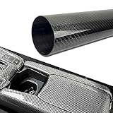 Yumfugu 1 PC Car Body Wrap, 11.81' x 118.1' Self-Adhesive 6D Glossy Carbon Fiber Pattern PVC Interior Modification Sticker, Multifunctional DIY Decorative Accessory, Suitable for Most Cars (Black)