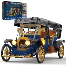 JMBricklayer Vintage Classic Car Model Kit with Light, Retro Automobile Building Block Set for Adults, Collectible DIY Display Car Model Kit 50003, Gift for Car Enthusiasts and Collectors 1226 PCS