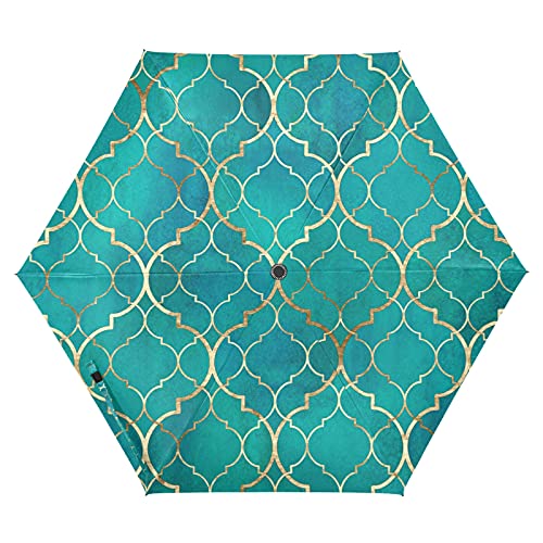 Parapluie pliable portable anti-UV compact aux motifs dorés